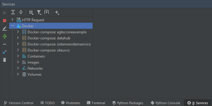 Projetos Docker existentes na máquina